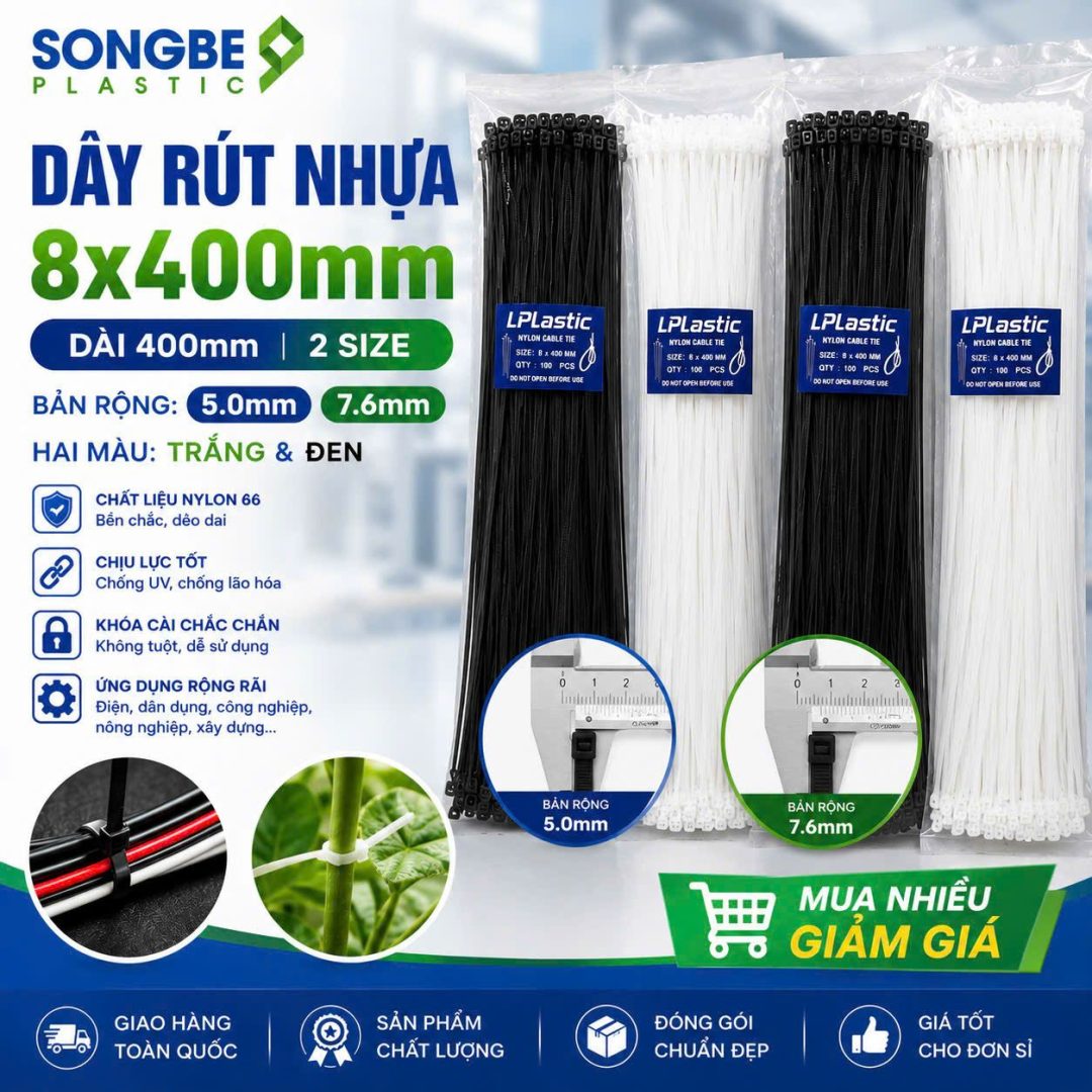 Dây rút nhựa 8x400mm Sông Bé Plastic