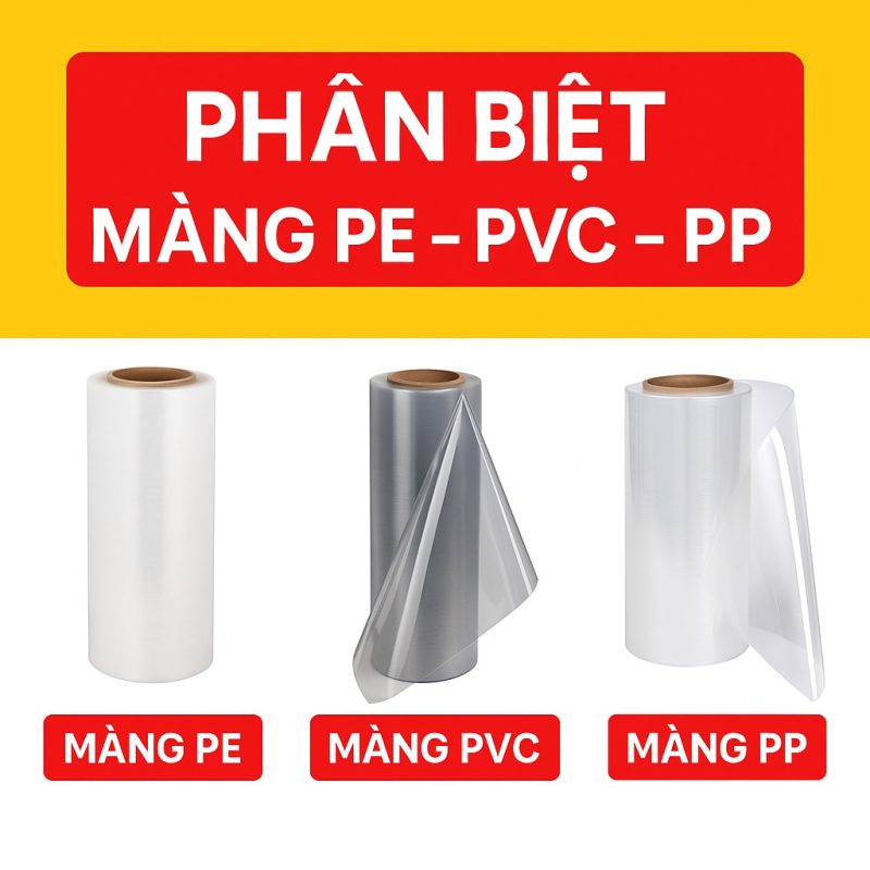 Phân Biệt Màng PE, Màng PVC và Màng PP – Loại Nào Tốt Nhất Cho Đóng Gói? 2 So sánh màng PE, màng PVC và màng PP để biết loại nào phù hợp cho đóng gói hàng hóa