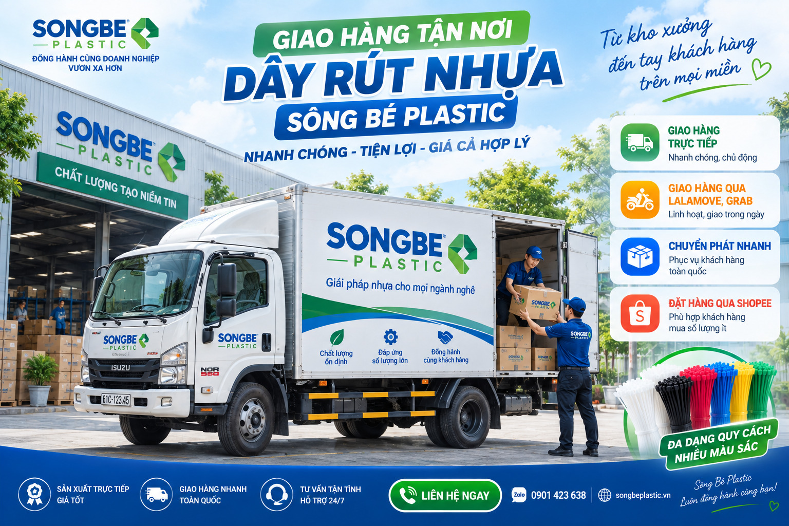 Doanh nghiêp mua dây rút nhựa tại Sông Bé Plastic được giao hàng tận nơi